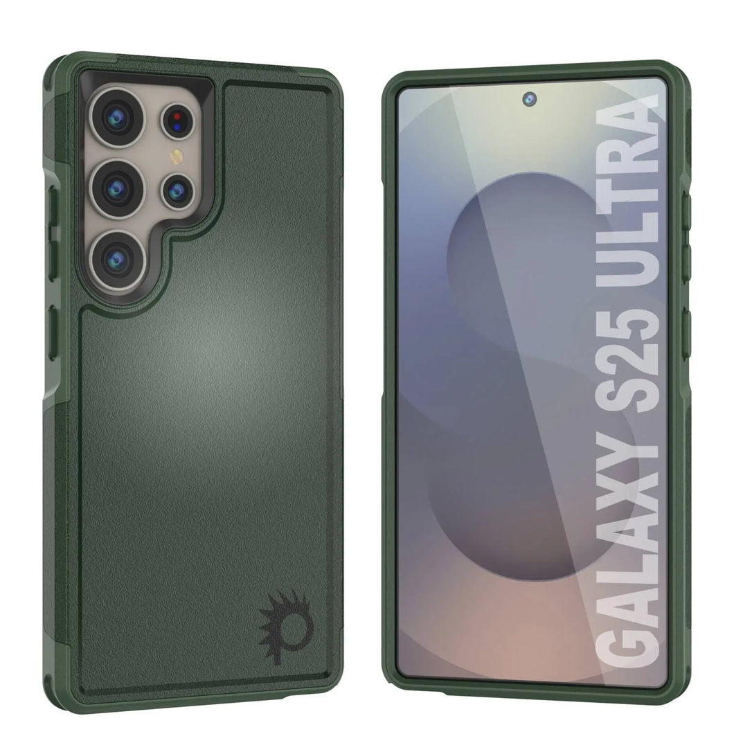 Funda PunkCase para Galaxy S25 Ultra, [Serie Spartan 2.0], transparente, resistente y duradera [verde oscuro]