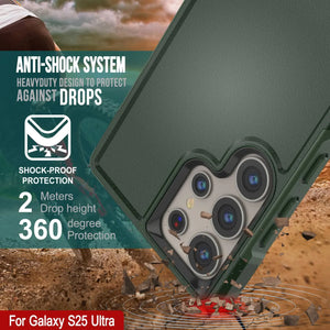 Funda PunkCase para Galaxy S25 Ultra, [Serie Spartan 2.0], transparente, resistente y duradera [verde oscuro]