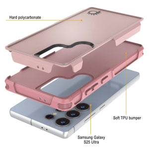 Funda PunkCase para Galaxy S25 Ultra, [Serie Spartan 2.0], transparente, resistente y duradera [rosa]