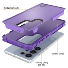 Cargar imagen en el visor de la galería, Funda PunkCase para Galaxy S25 Ultra, [Serie Spartan 2.0], transparente, resistente y duradera [morada]
