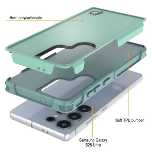 Funda PunkCase para Galaxy S25 Ultra, [Serie Spartan 2.0], transparente, resistente y duradera [azul verdoso]