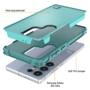 Funda PunkCase para Galaxy S25 Ultra, [Serie Spartan 2.0], transparente, resistente y duradera [azul claro]