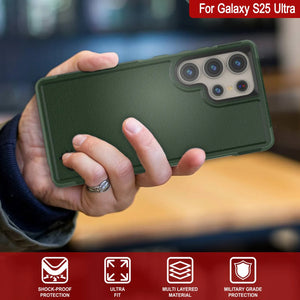 Funda PunkCase para Galaxy S25 Ultra, [Serie Spartan 2.0], transparente, resistente y duradera [verde oscuro]