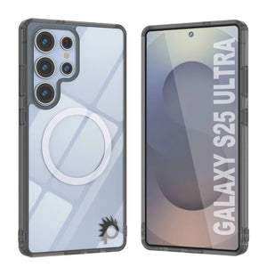 Estuche de carga inalámbrica magnético para Galaxy S25 Ultra [Serie de acrílico transparente] [Antideslizante] Para Galaxy S25 Ultra [Negro]