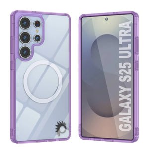 Estuche de carga inalámbrica magnético para Galaxy S25 Ultra [Serie de acrílico transparente] [Antideslizante] Para Galaxy S25 Ultra [Morado]