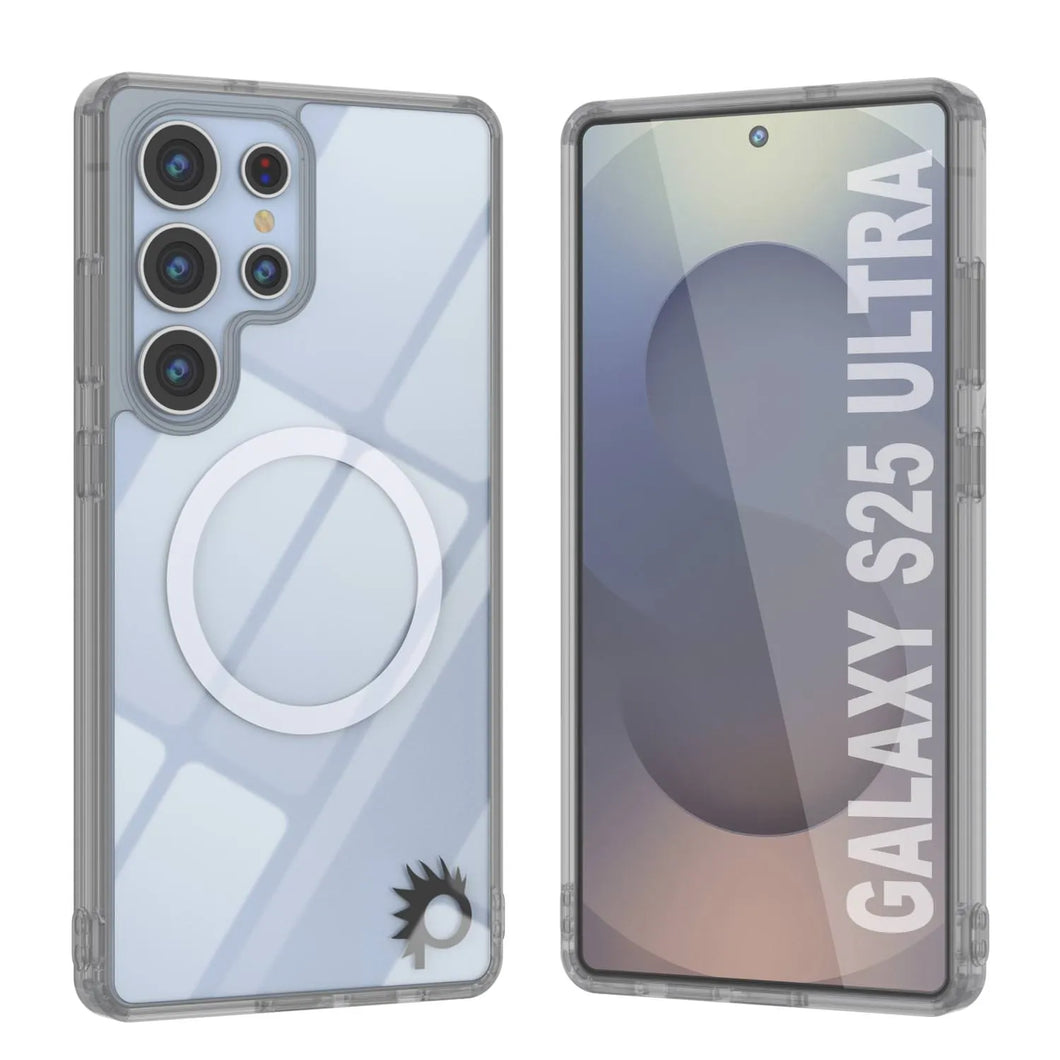 Estuche de carga inalámbrica magnético para Galaxy S25 Ultra [Serie de acrílico transparente] [Antideslizante] Para Galaxy S25 Ultra [Plata]