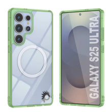 Cargar imagen en el visor de la galería, Estuche de carga inalámbrica magnético para Galaxy S25 Ultra [Serie de acrílico transparente] [Antideslizante] Para Galaxy S25 Ultra [Verde]
