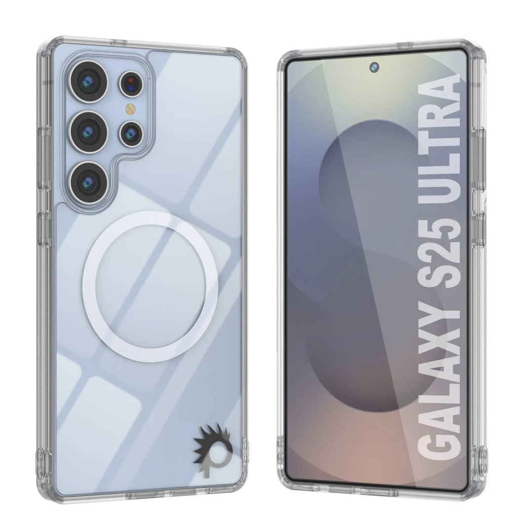 Estuche de carga inalámbrica magnético para Galaxy S25 Ultra [Serie de acrílico transparente] [Antideslizante] Para Galaxy S25 Ultra [Transparente]