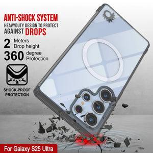 Estuche de carga inalámbrica magnético para Galaxy S25 Ultra [Serie de acrílico transparente] [Antideslizante] Para Galaxy S25 Ultra [Negro]