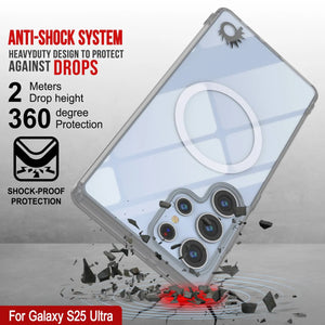 Estuche de carga inalámbrica magnético para Galaxy S25 Ultra [Serie de acrílico transparente] [Antideslizante] Para Galaxy S25 Ultra [Plata]