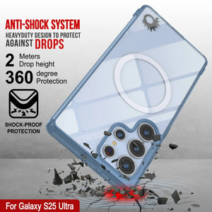 Estuche de carga inalámbrica magnético para Galaxy S25 Ultra [Serie de acrílico transparente] [Antideslizante] Para Galaxy S25 Ultra [Azul marino]