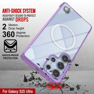 Estuche de carga inalámbrica magnético para Galaxy S25 Ultra [Serie de acrílico transparente] [Antideslizante] Para Galaxy S25 Ultra [Morado]