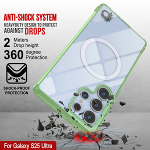 Estuche de carga inalámbrica magnético para Galaxy S25 Ultra [Serie de acrílico transparente] [Antideslizante] Para Galaxy S25 Ultra [Verde]