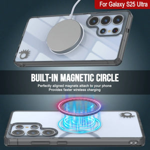 Estuche de carga inalámbrica magnético para Galaxy S25 Ultra [Serie de acrílico transparente] [Antideslizante] Para Galaxy S25 Ultra [Negro]
