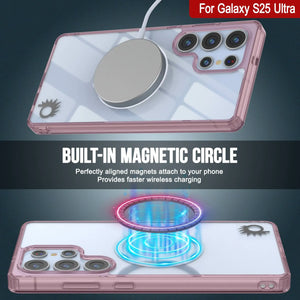 Estuche de carga inalámbrica magnético para Galaxy S25 Ultra [Serie de acrílico transparente] [Antideslizante] Para Galaxy S25 Ultra [Rosa]