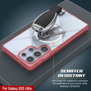 Estuche de carga inalámbrica magnético para Galaxy S25 Ultra [Serie de acrílico transparente] [Antideslizante] Para Galaxy S25 Ultra [Rojo]