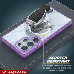 Estuche de carga inalámbrica magnético para Galaxy S25 Ultra [Serie de acrílico transparente] [Antideslizante] Para Galaxy S25 Ultra [Morado]