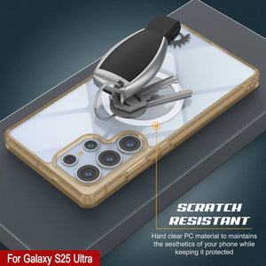 Estuche de carga inalámbrica magnético para Galaxy S25 Ultra [Serie de acrílico transparente] [Antideslizante] Para Galaxy S25 Ultra [Dorado]