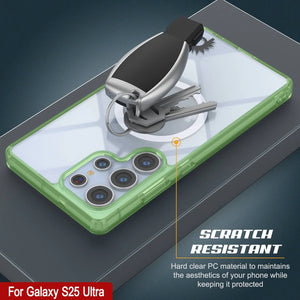 Estuche de carga inalámbrica magnético para Galaxy S25 Ultra [Serie de acrílico transparente] [Antideslizante] Para Galaxy S25 Ultra [Verde]