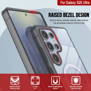 Estuche de carga inalámbrica magnético para Galaxy S25 Ultra [Serie de acrílico transparente] [Antideslizante] Para Galaxy S25 Ultra [Negro]