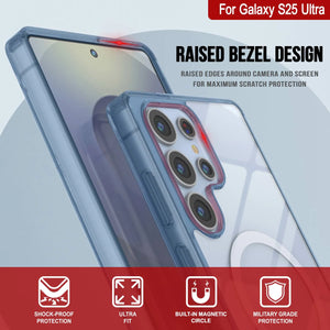 Estuche de carga inalámbrica magnético para Galaxy S25 Ultra [Serie de acrílico transparente] [Antideslizante] Para Galaxy S25 Ultra [Azul marino]