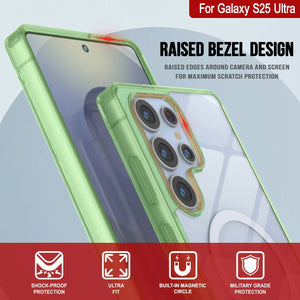 Estuche de carga inalámbrica magnético para Galaxy S25 Ultra [Serie de acrílico transparente] [Antideslizante] Para Galaxy S25 Ultra [Verde]