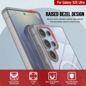 Estuche de carga inalámbrica magnético para Galaxy S25 Ultra [Serie de acrílico transparente] [Antideslizante] Para Galaxy S25 Ultra [Plata]