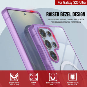Estuche de carga inalámbrica magnético para Galaxy S25 Ultra [Serie de acrílico transparente] [Antideslizante] Para Galaxy S25 Ultra [Morado]