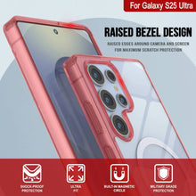 Cargar imagen en el visor de la galería, Estuche de carga inalámbrica magnético para Galaxy S25 Ultra [Serie de acrílico transparente] [Antideslizante] Para Galaxy S25 Ultra [Rojo]
