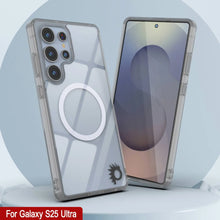 Cargar imagen en el visor de la galería, Estuche de carga inalámbrica magnético para Galaxy S25 Ultra [Serie de acrílico transparente] [Antideslizante] Para Galaxy S25 Ultra [Plata]
