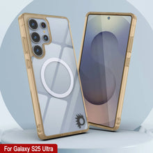 Cargar imagen en el visor de la galería, Estuche de carga inalámbrica magnético para Galaxy S25 Ultra [Serie de acrílico transparente] [Antideslizante] Para Galaxy S25 Ultra [Dorado]
