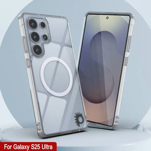 Estuche de carga inalámbrica magnético para Galaxy S25 Ultra [Serie de acrílico transparente] [Antideslizante] Para Galaxy S25 Ultra [Transparente]
