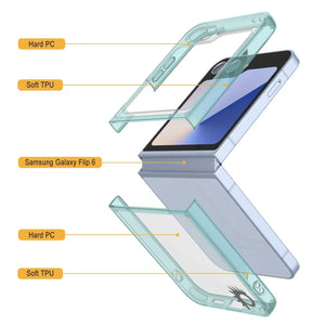 Funda para Galaxy Z Flip6 [Serie de acrílico transparente] [Antideslizante] Para Galaxy Z Flip6 [Verde azulado]