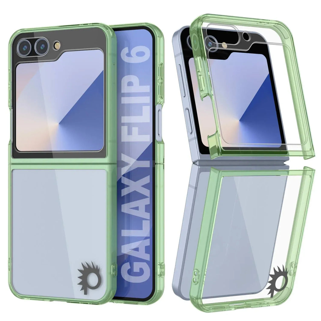 Funda para Galaxy Z Flip6 [Serie de acrílico transparente] [Antideslizante] Para Galaxy Z Flip6 [Verde]