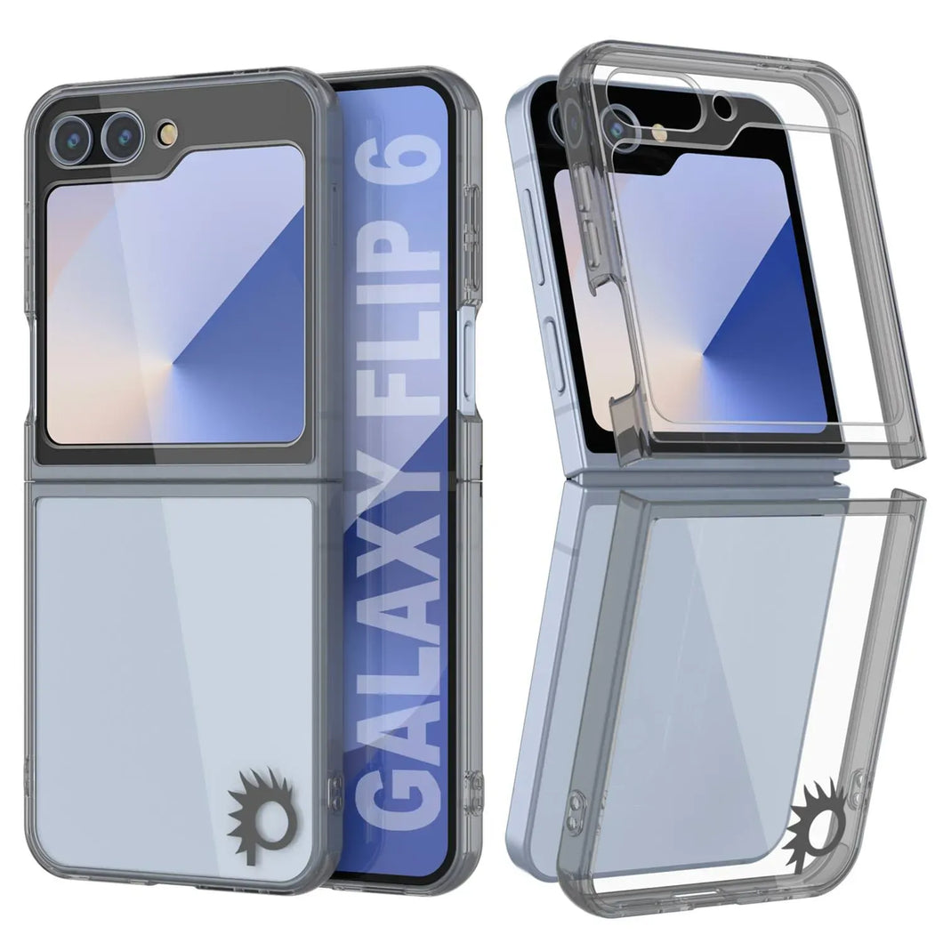 Funda para Galaxy Z Flip6 [Serie de acrílico transparente] [Antideslizante] Para Galaxy Z Flip6 [Gris]