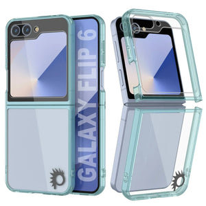 Funda para Galaxy Z Flip6 [Serie de acrílico transparente] [Antideslizante] Para Galaxy Z Flip6 [Verde azulado]