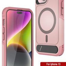 Load image into Gallery viewer, Funda PunkCase para iPhone 13, [Serie Spartan X] Funda resistente y resistente con soporte y anillo magnético [rosa]
