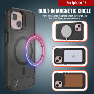 PunkCase Funda para iPhone 13, [Serie Spartan X] Funda resistente y resistente con soporte y anillo magnético [Negro]