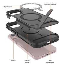 Cargar imagen en el visor de la galería, PunkCase Funda para iPhone 13, [Serie Spartan X] Funda resistente y resistente con soporte y anillo magnético [Negro]
