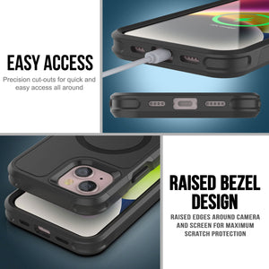 PunkCase Funda para iPhone 13, [Serie Spartan X] Funda resistente y resistente con soporte y anillo magnético [Negro]