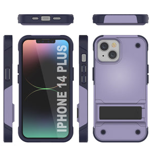 Carcasa Punkcase para iPhone 14 Plus [Serie Reliance] Cubierta Protectora Híbrida de Grado Militar con Soporte Incorporado [Morado-Marino]