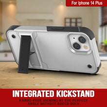 Cargar imagen en el visor de la galería, Carcasa Punkcase para iPhone 14 Plus [Serie Reliance], Protectora Híbrida de Grado Militar con Soporte Incorporado [Blanco-Negro]
