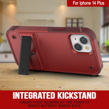 Cargar imagen en el visor de la galería, Funda Punkcase para iPhone 14 Plus [Serie Reliance] Cubierta híbrida protectora de grado militar con soporte incorporado [Rojo-Rosa]
