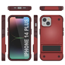 Cargar imagen en el visor de la galería, Funda Punkcase para iPhone 14 Plus [Serie Reliance] Cubierta híbrida protectora de grado militar con soporte incorporado [Rojo-Rosa]
