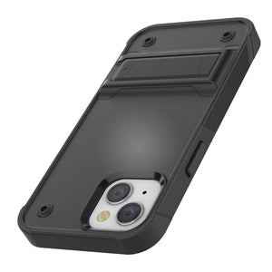 Punkcase Funda para iPhone 14 Plus [Serie Reliance] Cubierta protectora híbrida de grado militar con soporte incorporado [Negro]