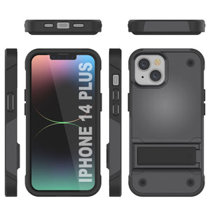 Funda Punkcase para iPhone 14 Plus [Serie de Confianza] Funda Híbrida Protectora de Grado Militar con Soporte Integrado [Gris-Negro]