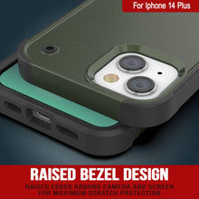 Load image into Gallery viewer, Funda Punkcase para iPhone 14 Plus [Serie Reliance] Funda protectora híbrida de calidad militar con soporte incorporado [Verde militar-negro].
