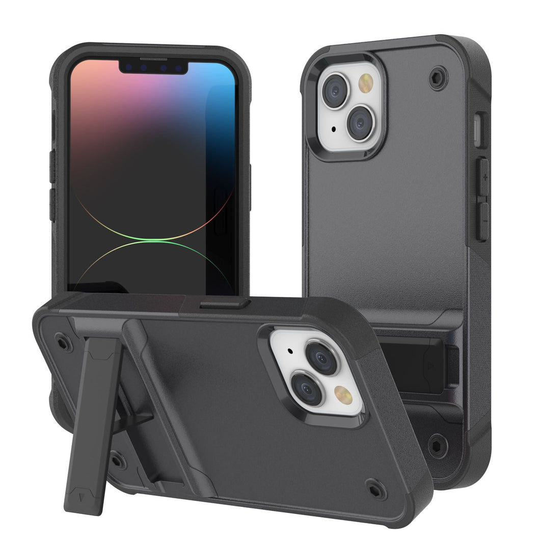 Funda Punkcase para iPhone 14 Plus [Serie de Confianza] Funda Híbrida Protectora de Grado Militar con Soporte Integrado [Gris-Negro]