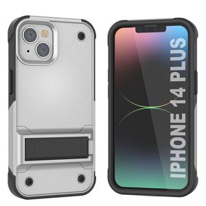 Carcasa Punkcase para iPhone 14 Plus [Serie Reliance], Protectora Híbrida de Grado Militar con Soporte Incorporado [Blanco-Negro]