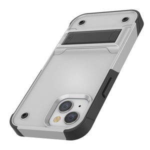 Carcasa Punkcase para iPhone 14 Plus [Serie Reliance], Protectora Híbrida de Grado Militar con Soporte Incorporado [Blanco-Negro]